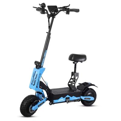 High Speed Off Road Folding Electric Scooter With Dual Motor And Seat blue