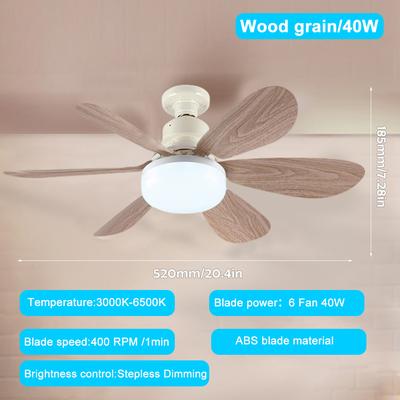 Smart LED Ceiling Fan Light, E26 E27 Base 2040W With Wireless Remote And 3 Lighting Modes For Living Room & Home 52cm Woodgrain