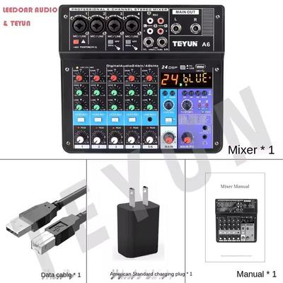 Multi Channel DJ Audio Mixer Console With Bluetooth And USB Recording 6 channel us Plug