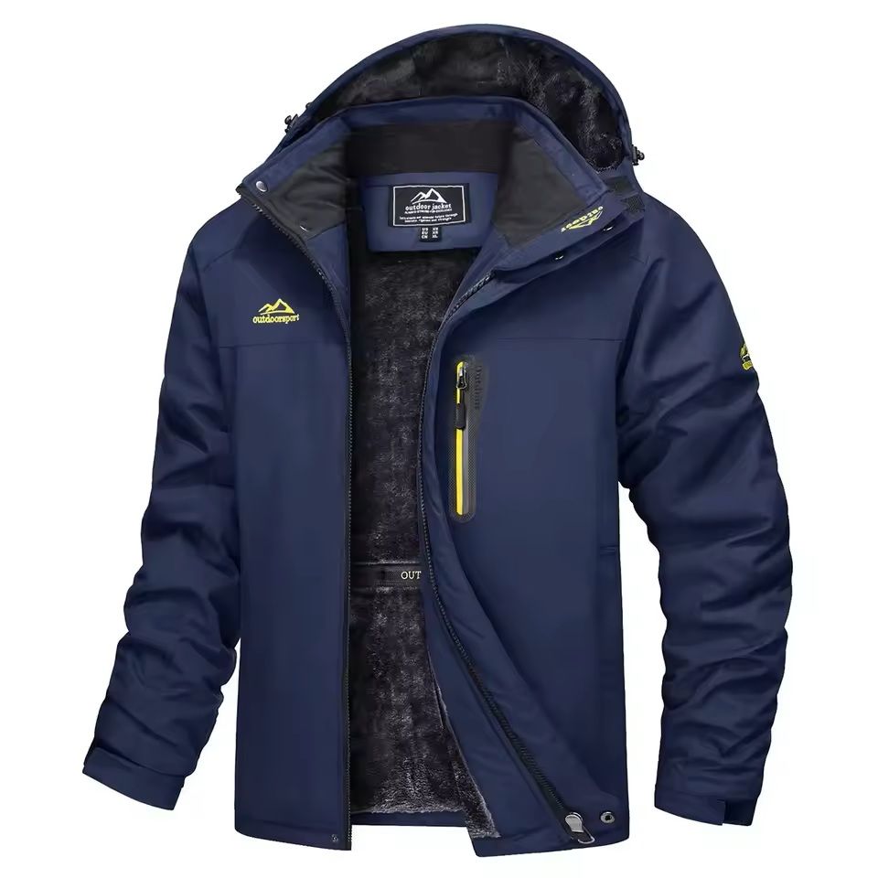 Mens Waterproof Ski Jacket With Fleece Lining And Removable Hood dark Blue us Xs