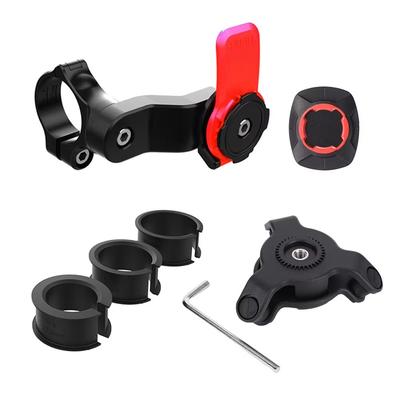 Shockproof Motorcycle & Bike Phone Holder 360 Rotating Handlebar Mount With Quad Lock & GPS Support red Set A