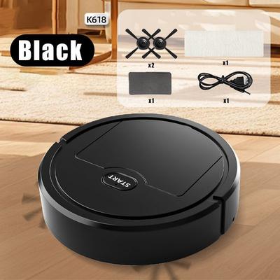 Powerful Robotic Vacuum Cleaner, All in One Home Cleaning With Sweeping, Mopping & USB Charging black