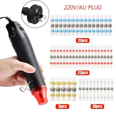 Waterproof Heat Shrink Wire Connector Kit Solder Seal Crimp Terminals With Optional Heat Gun (501200 Pcs) 50pcs Gun(220v Au)