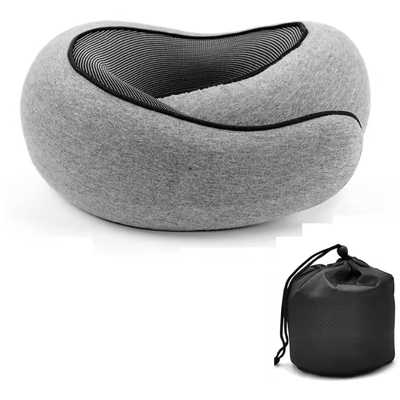 Memory Foam Travel Neck Pillow With Adjustable U Shaped Snail Design dark Gray
