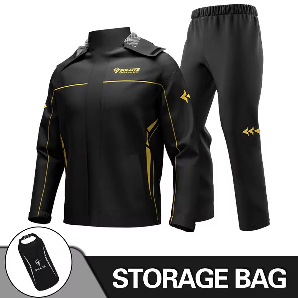 Motorcycle Rain Suit With Waterproof Jacket And Pants For Outdoor Riding l black Gold