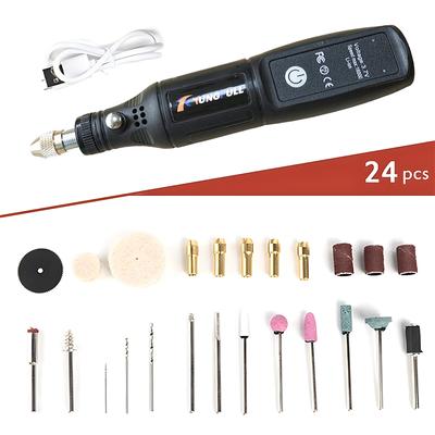 Mini Electric Drill, USB Wireless Rotary Tool For Woodworking, Engraving, Jewelry & Metal Crafting with 24pcs