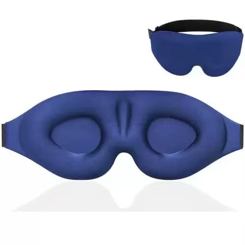 3D Contoured Sleep Eye Mask Light Blocking & Pressure Free Comfort For Deep Rest 1pc Blue