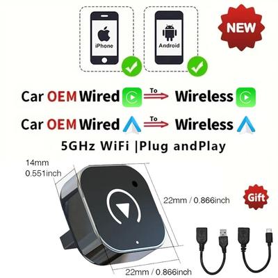 CarPlay Wireless AI Box Adapter With Android Auto 5G Smart Dongle For IPhone And Android Devices type A