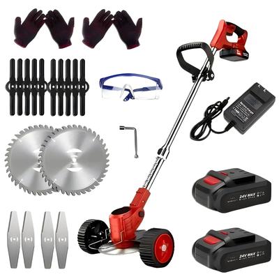 Premium 3 in 1 Cordless Lawn Trimmer And Weed Wacker With Dual Batteries Grass Edger And Brush Cutter red us Plug Type two Batteries