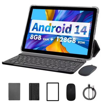 Android 14 Tablet 10 Inch With Keyboard, Mouse, And Case grey