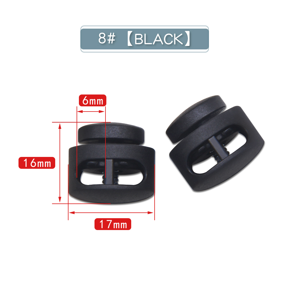 Plastic Cord Locks Stopper Buckles Toggles Ends, Shoelace Drawstring Clips For DIY Bag, Sportswear, Crafts, Black Frost no08 Black001