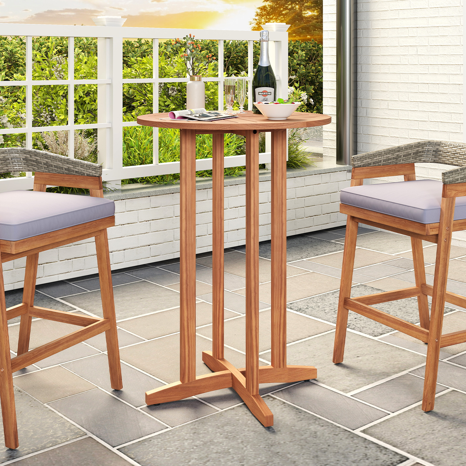 39 Inch Outdoor Acacia Wood Bar Table With Slatted Table Top Durable & Stylish Patio Furniture 39 Inch Outdoor Acacia Wood Bar Table With Slatted Table Top Durable & Stylish Patio Furniture