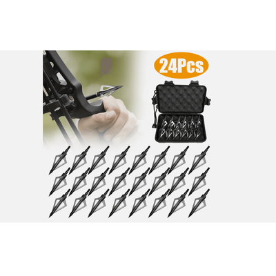 24 12Pcs Archery Hunting Arrowheads 100 Grain Fixed Blade Broadheads For Compound Bow Crossbow Recurve Longbow 24 Pcs Black