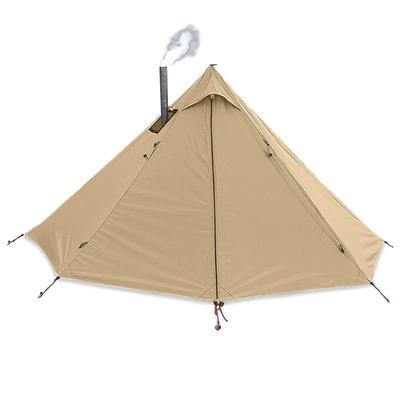 Ultralight Camping Hot Tent With Chimney Window, Tipi Teepee Bushcraft Tent, Outdoor Double Layer Pyramid Shelter khaki Tent Fly Set
