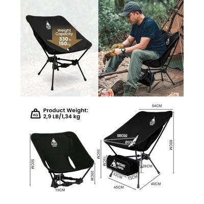 Foldable Camping Chair, Lightweight Fabric & Alloy Frame, Compact Triangle Framed Outdoor Hiking Seat black