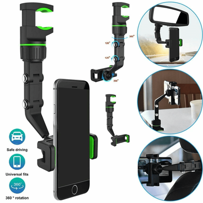 Car Rearview Mirror Rotation Adjustable Phone Holder Mount Multifunction Clip Stand For GPS Navigation And Mobile Device Car Rearview Mirror Rotation Adjustable Phone Holder Mount Multifunction Clip Stand For GPS Navigation And Mobile Device