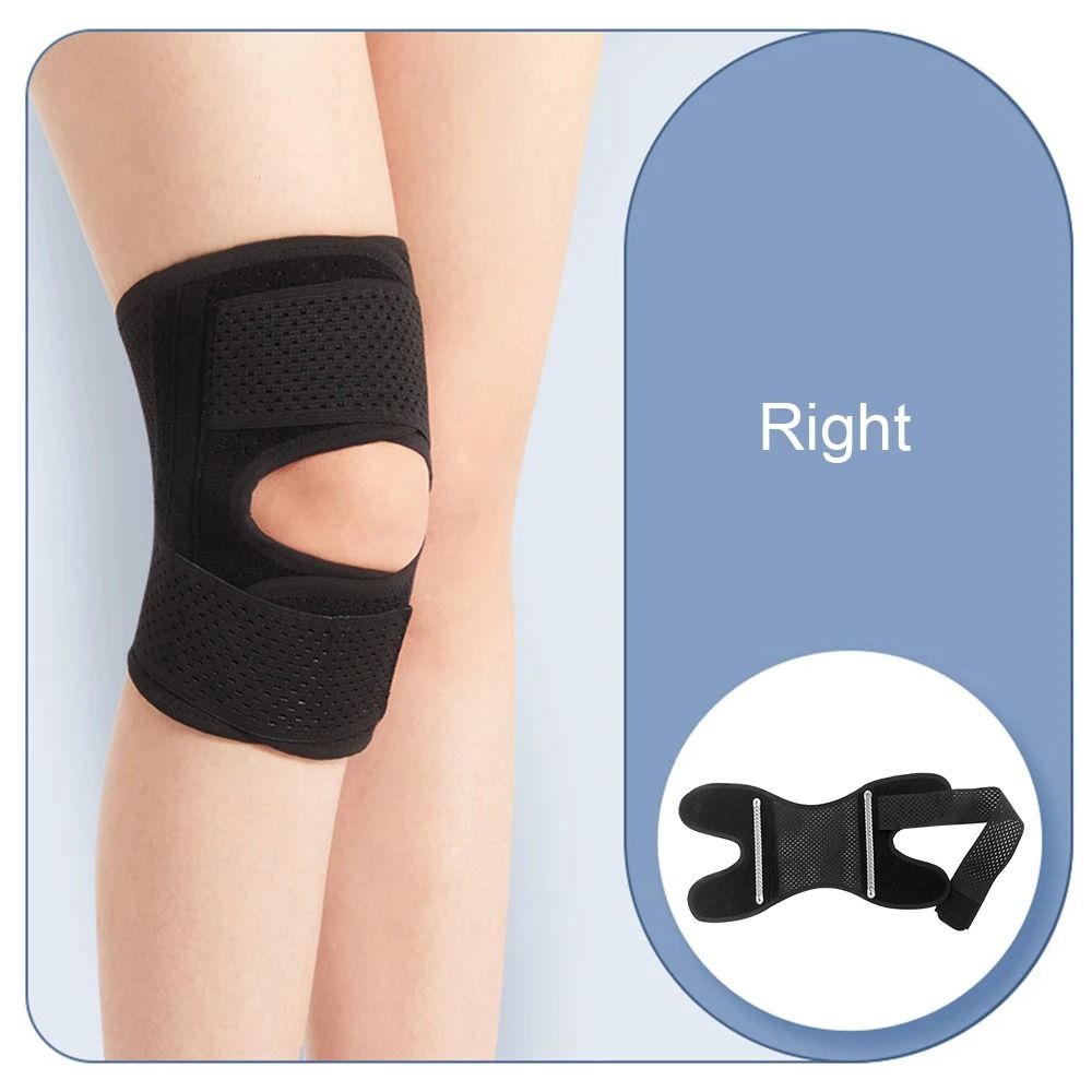 Elastic Knee Support Brace With Side Springs For Joint Protection m black Right