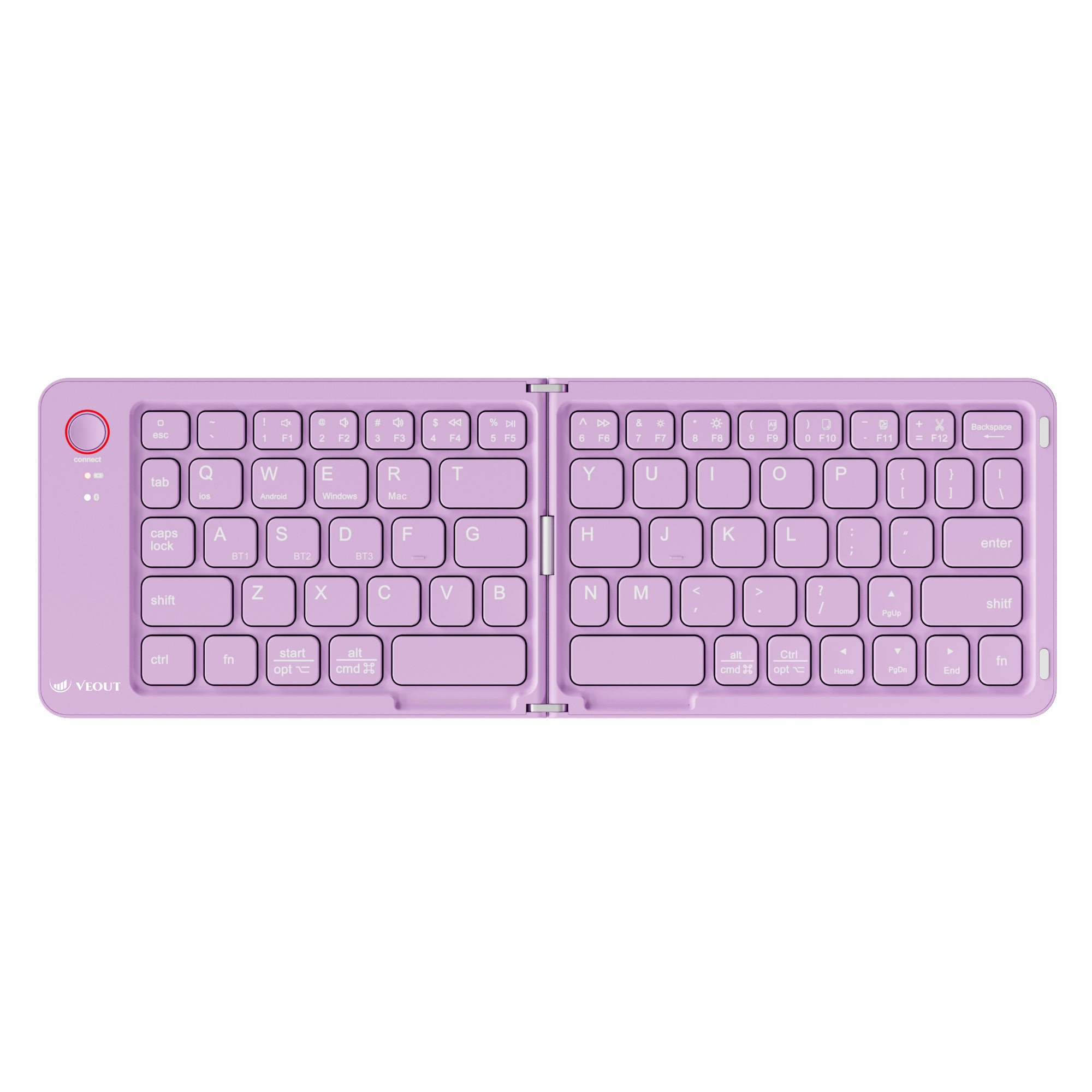 Compact Wireless VEOUT Folding Keyboard Black White Pink Purple, Portable Bluetooth Keyboard For IPhone Android Tablet e4 pink