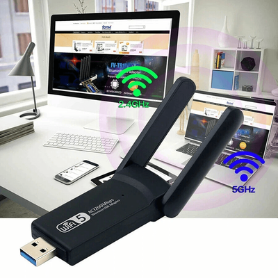 Dual Band USB WiFi Adapter, Long Range Wireless Network Dongle With Antennas Dual Band USB WiFi Adapter, Long Range Wireless Network Dongle With Antennas