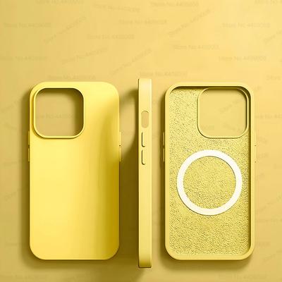 MagSafe Liquid Silicone Magnetic Case For IPhone 16 15 14 13 12 11 Pro Max | Wireless Charging & Shockproof yellow for Iphone 11 Promax