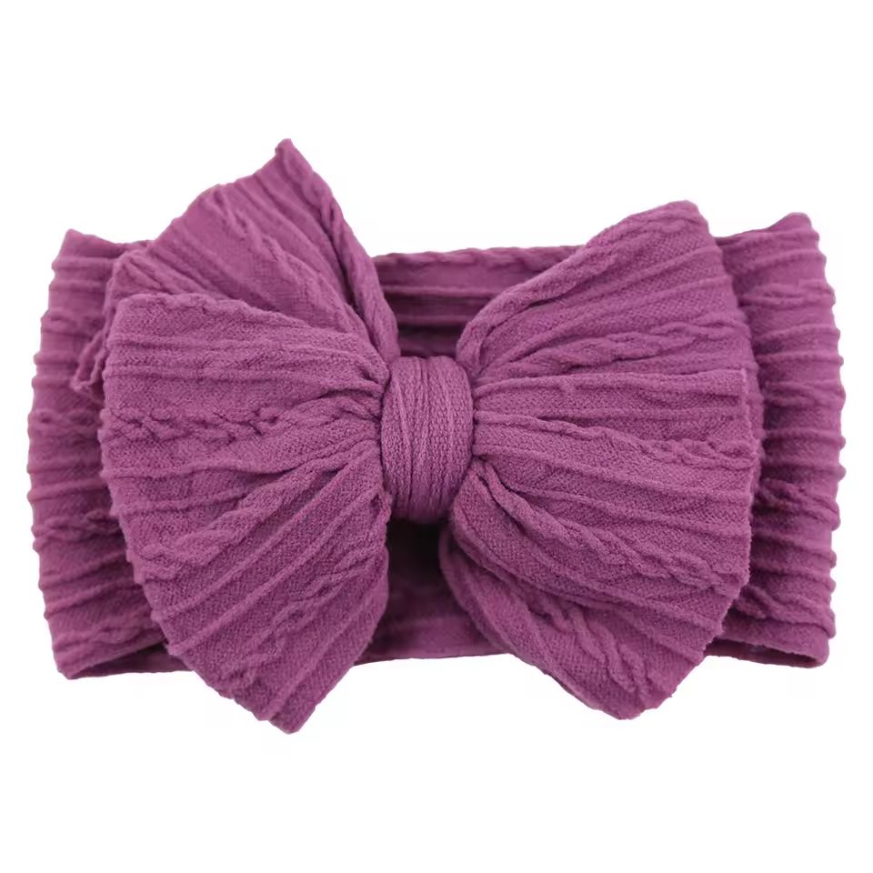 SnuggleSoft Baby Bow Headband Stretchy Nylon Hair Accessory For Newborns And Toddlers purple
