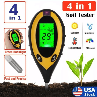 4 In 1 PH Tester Soil, Moisture & Light Test Meter For Garden Plant Seeding, Accurate Soil Meter For Lawn, Farm & Indoor 4 In 1 PH Tester Soil, Moisture & Light Test Meter For Garden Plant Seeding, Accurate Soil Meter For Lawn, Farm & Indoor