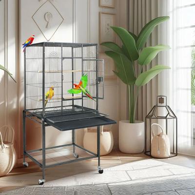 53" Large Bird Cage For Parrots & Cockatiels Sturdy Metal Play Top Cage With Feeder Stand, Rolling Wheels & Removable 53" Large Bird Cage For Parrots & Cockatiels Sturdy Metal Play Top Cage With Feeder Stand, Rolling Wheels & Removable