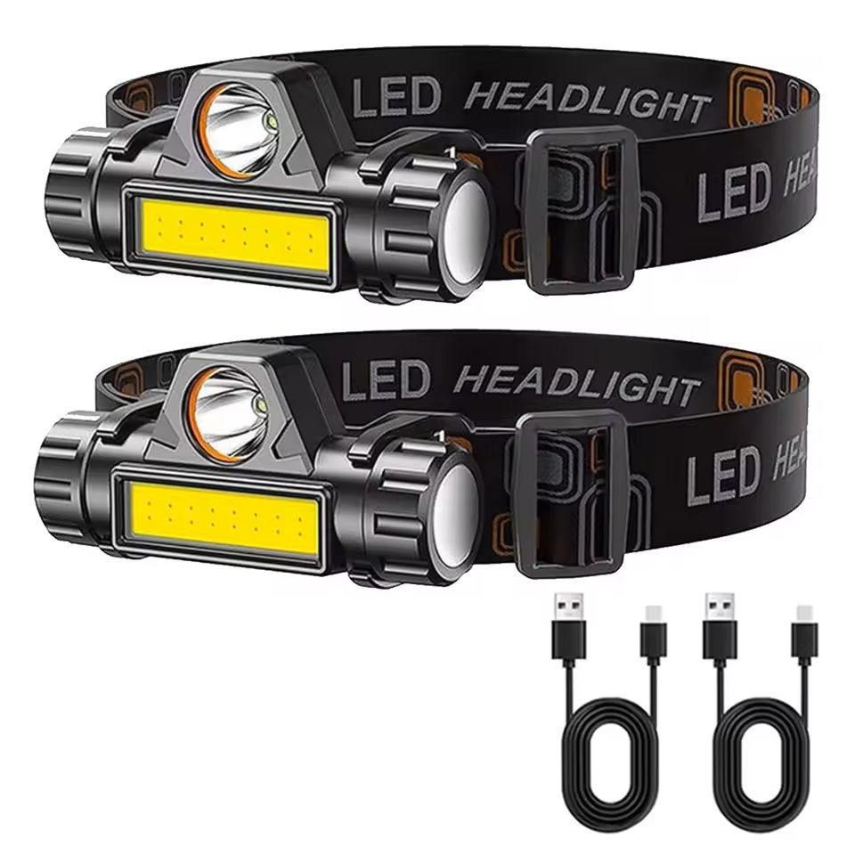 Rechargeable LED Headlamp With Magnetic Base And Waterproof Design 2pcs