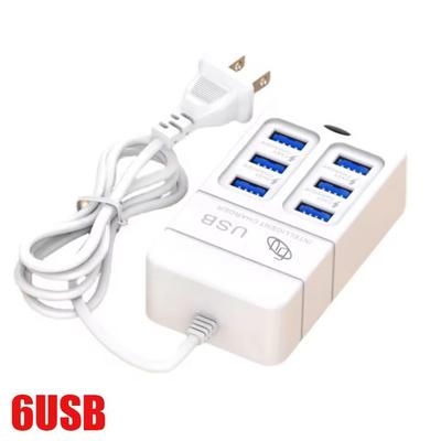 35W Multiport USB Fast Charger 6 Port Wall Adapter With Type C And USB Hub For EU US Plug 6 Usb White Us