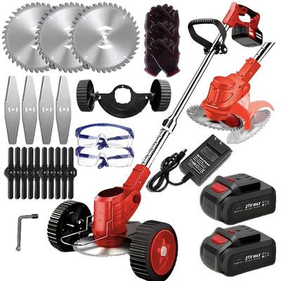 Premium 3 in 1 Cordless Lawn Trimmer And Weed Wacker With Dual Batteries Grass Edger And Brush Cutter orange us Plug Type two Batteries