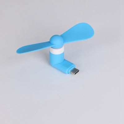 Type C Creative Mini Portable Mobile Phone Fan, Micro USB Cooling Fan Gadget For Charging Treasure, Power Bank, Tester blue