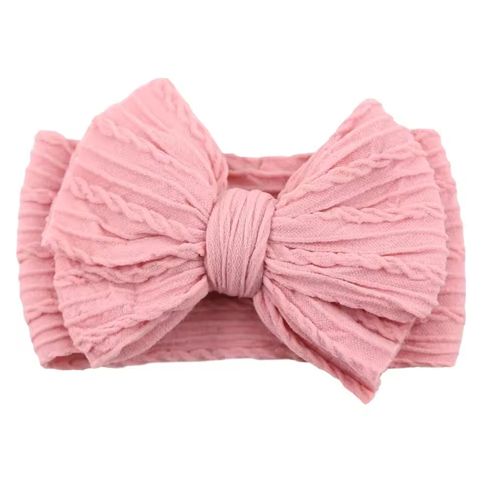 SnuggleSoft Baby Bow Headband Stretchy Nylon Hair Accessory For Newborns And Toddlers mauve