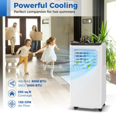 8,000 10,000 BTU Portable Air Conditioner 3 in 1 Floor AC Unit With Fan & Dehumidifier For Rooms Up To 250 Sq.Ft 8,000 10,000 BTU Portable Air Conditioner 3 in 1 Floor AC Unit With Fan & Dehumidifier For Rooms Up To 250 Sq.Ft