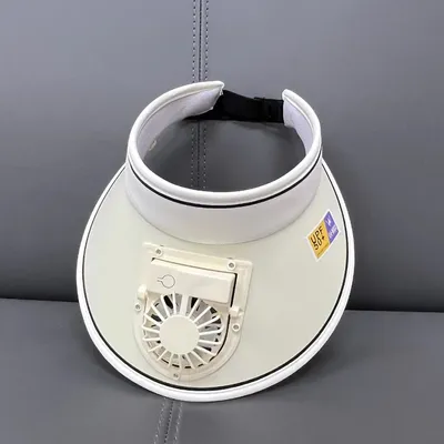 Breathable Cooling Fan Hat USB Charging Sun Visor Hat With Adjustable Fan For Sports, Fishing & Outdoor Activities beige