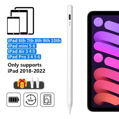 Stylus Pen For Apple IPad With LED Power Indicator, Palm Rejection, Touch Pencil Compatible With IPad Pro Air Mini white