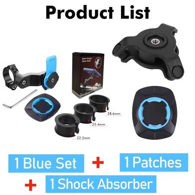Motorcycle Bike Phone Holder, 360 Rotatable & Detachable Quad Lock Stand For Bicycle, Navigation, And Secure Riding blue