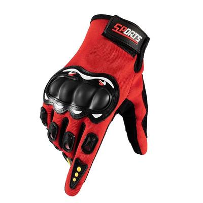 Men Full Finger Motorcycle Gloves Touch Screen Compatible Anti Fall Off Road Cycling Protection Outdoor Sports Gear red