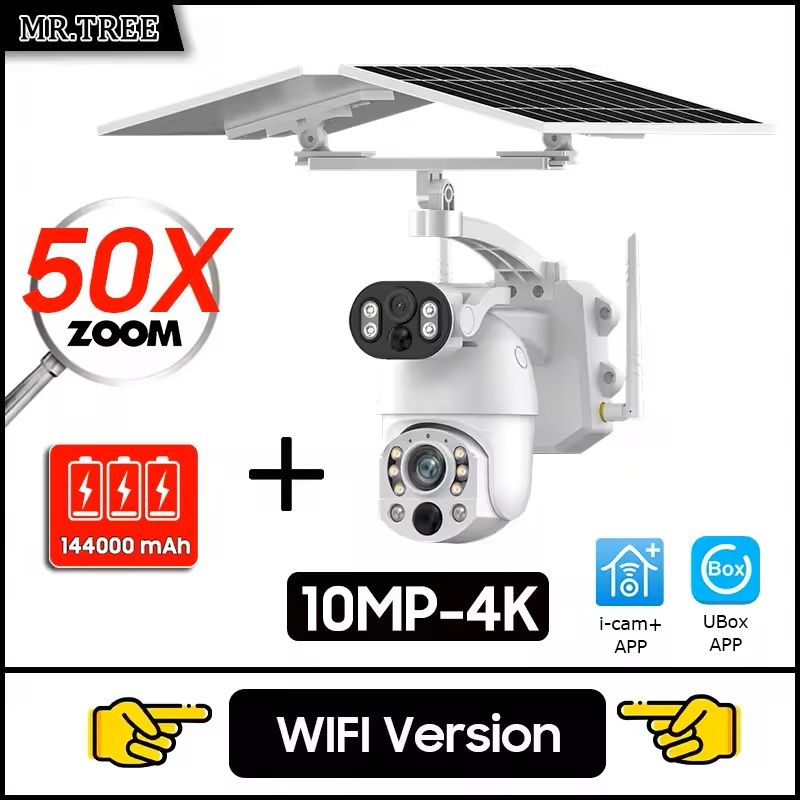 4K Dual Screen Solar PTZ Security Camera With 50X Zoom And Motion Tracking 10mp Wifi 32gb
