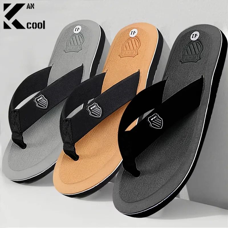 Mens Casual Non Slip Summer Flip Flops With Flat Sole For Indoor And Beach Wear us 12 gray