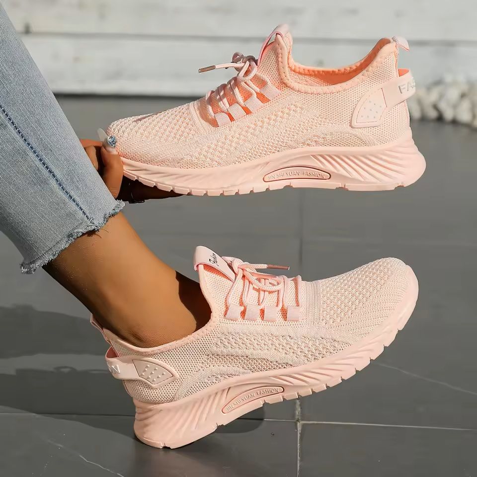 Women's Casual Fly Weave Sneakers For Fall Walking And Everyday Wear 10 white