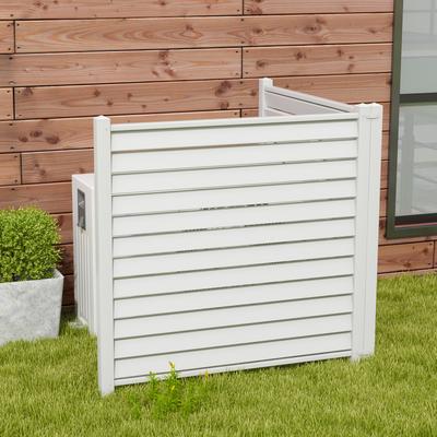 Vinyl Picket Fence Panels With Metal Ground Stakes, No Dig Outdoor Privacy Fence For Garden, AC Unit, Trash Can, Yard Vinyl Picket Fence Panels With Metal Ground Stakes, No Dig Outdoor Privacy Fence For Garden, AC Unit, Trash Can, Yard