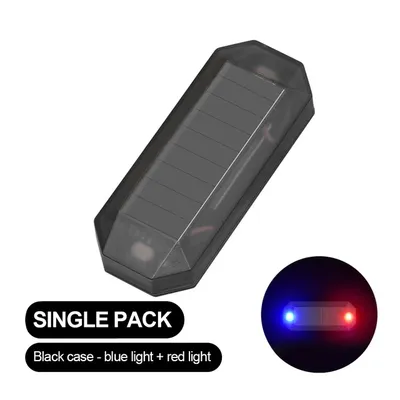 Car Mini LED Solar Power Warning Light Wireless Anti Theft Night Security Simulated Alarm Lamp red Blue