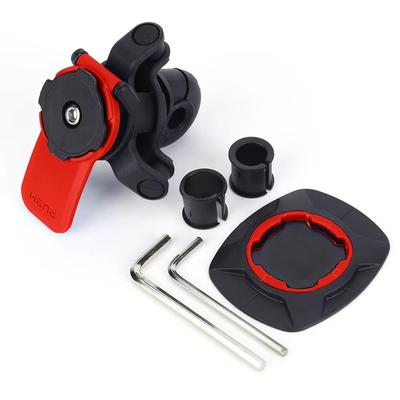 Shockproof Motorcycle & Bike Phone Holder 360 Rotating Handlebar Mount With Quad Lock & GPS Support red Set G
