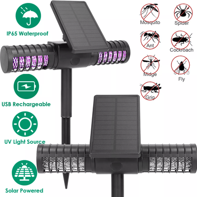 Dual Charging Solar Powered Mosquito Insect Zapper Trap, Outdoor Yard Fly Killer Lamp With USB, IP65 Waterproof For Home Dual Charging Solar Powered Mosquito Insect Zapper Trap, Outdoor Yard Fly Killer Lamp With USB, IP65 Waterproof For Home