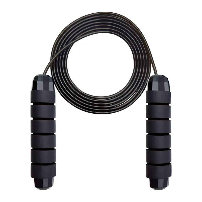 Ball Bearings Adjustable Tangle Free Speed Wire Jump Rope Workout & Slim Body Fitness Rope With Foam Handles black