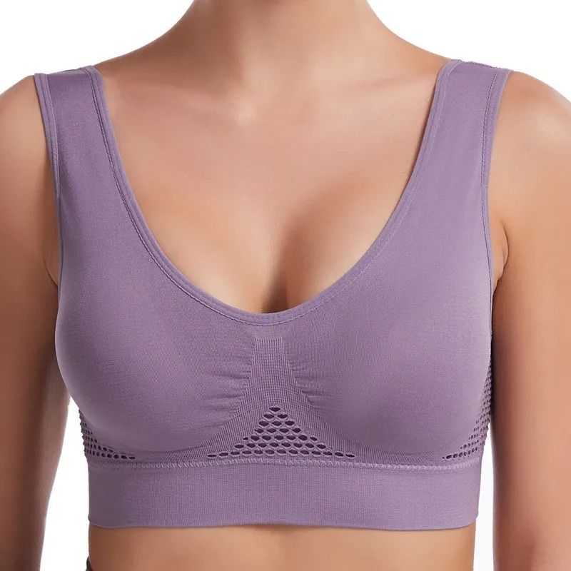 Plus Size Seamless Push Up Sports Bra Breathable Comfortable 2xl brown