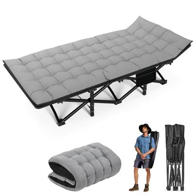 Heavy Duty Folding Camping Cot, Portable Outdoor Bed For Adults, Ideal For Festivals, Beach, RV, And Home Use gray With Black