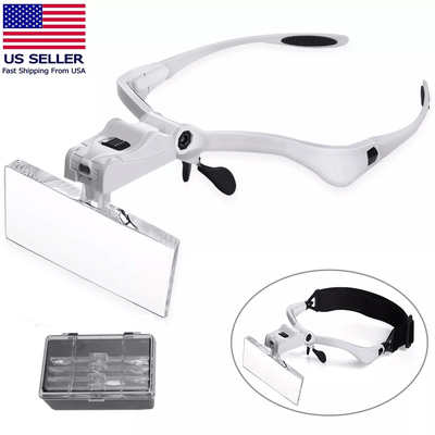 LED Jewelers Head Headband Magnifier With Light Illuminated Visor Magnifying Glasses Loupe For Reading, Watch Repair, LED Jewelers Head Headband Magnifier With Light Illuminated Visor Magnifying Glasses Loupe For Reading, Watch Repair,