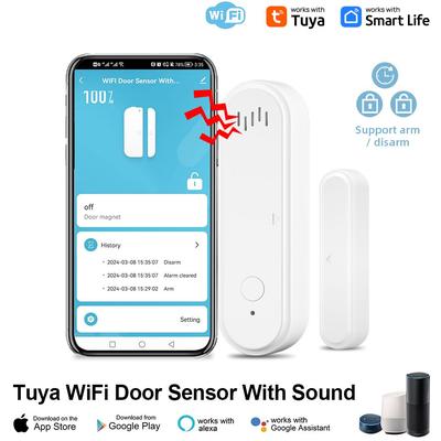 Tuya WiFi Zigbee Window Door Sensor Smart Home Security Alarm System With Alexa & Google Home Voice Control wifi With Sound