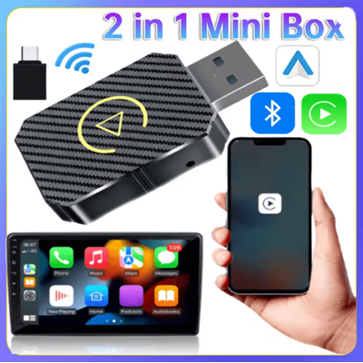 2 in 1 Wireless CarPlay And Android Auto Adapter Bluetooth 5.0 Plug And Play 2 in 1 Wireless CarPlay And Android Auto Adapter Bluetooth 5.0 Plug And Play